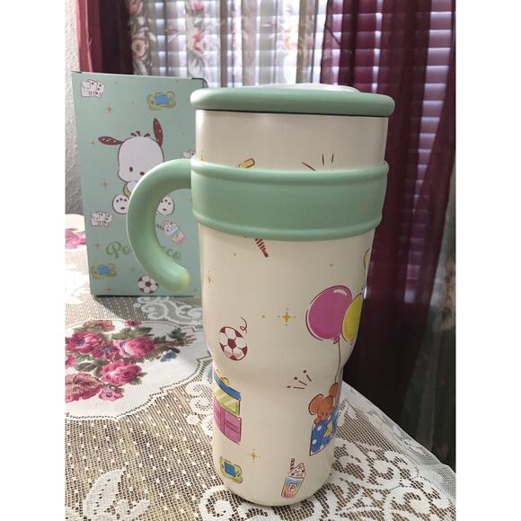 Sanrio Pochaco 40oz 2023 Big Tumbler Stainless Steel Cup Handle w/ Straw - Picture 2 of 5